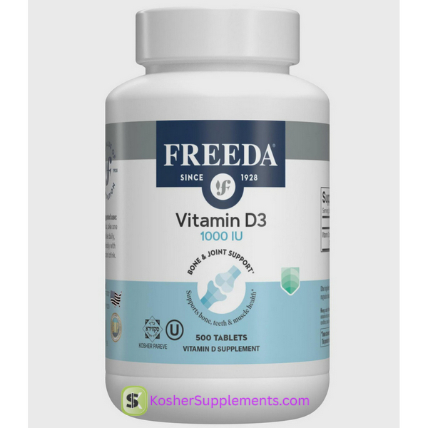 Freeda Vitamin D3 1000 IU kosher vitamin supplement bottle